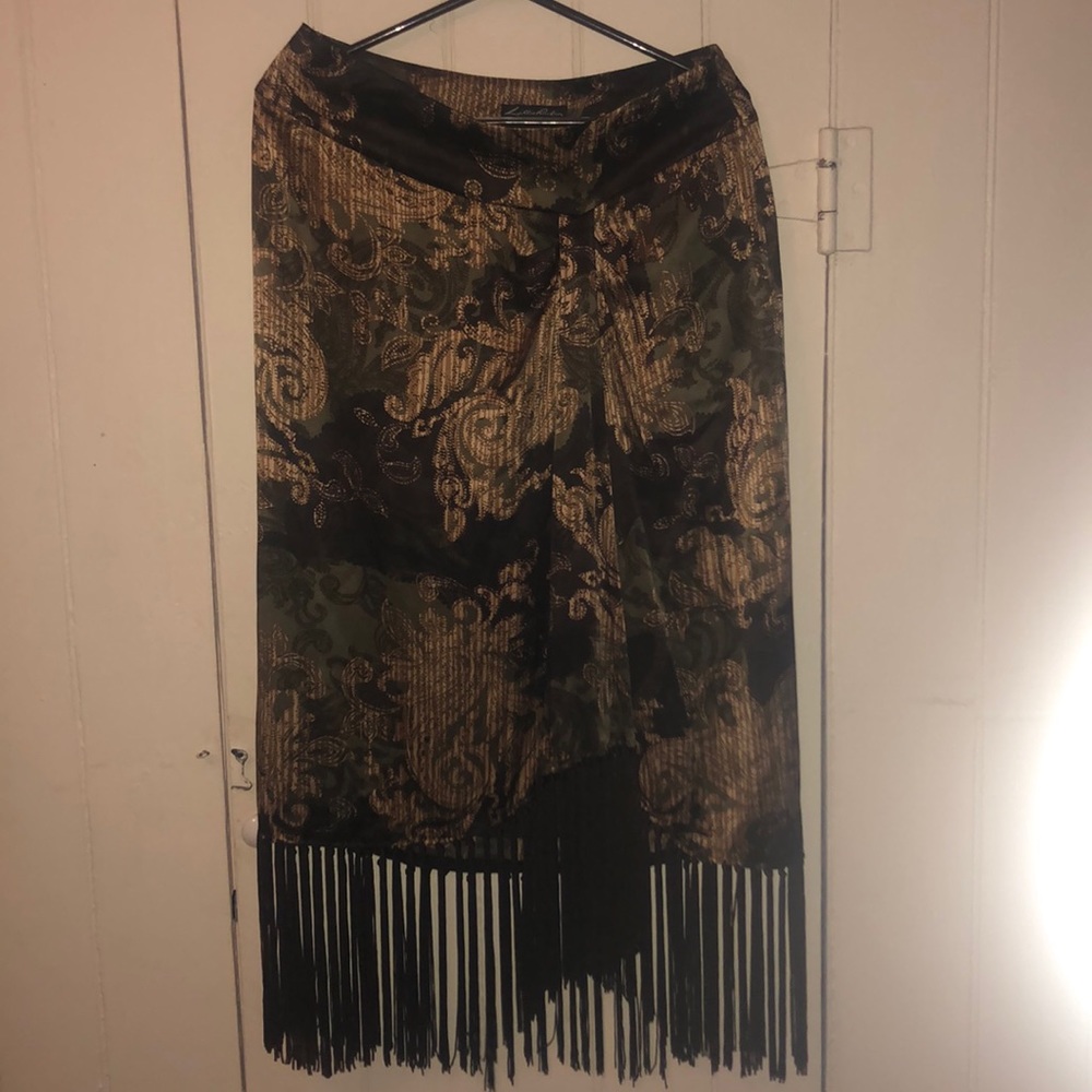Lillie Rubin 100% Silk Fringed Skirt